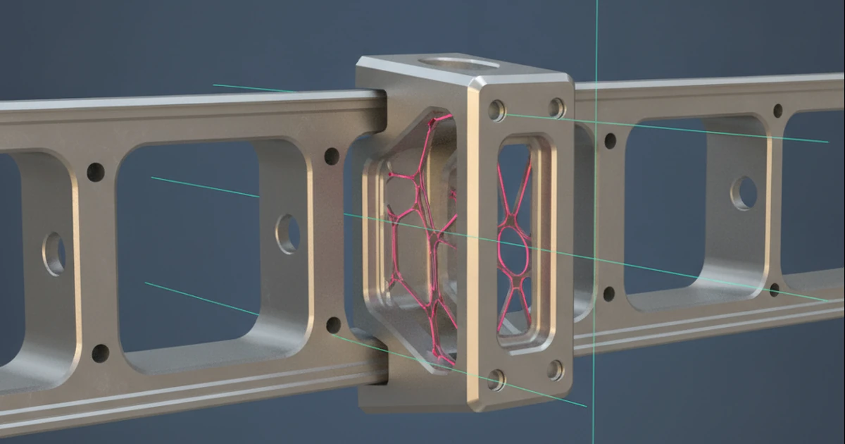 AI concept illustration: Aerospace bracket, mounting references and an airframe rib